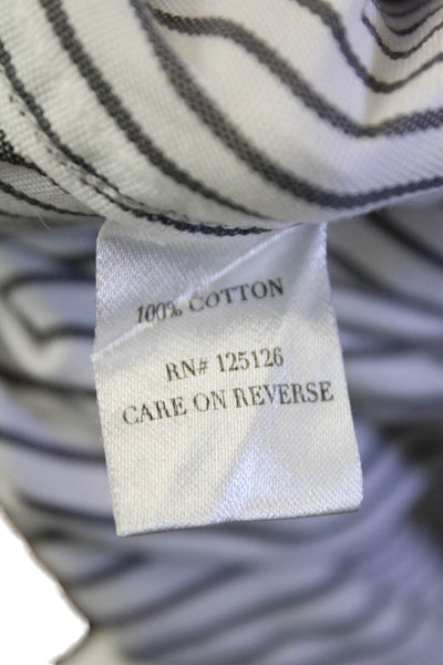 Claridge + King Womens Button Front Long Sleeve Striped Shirt White Gray Large