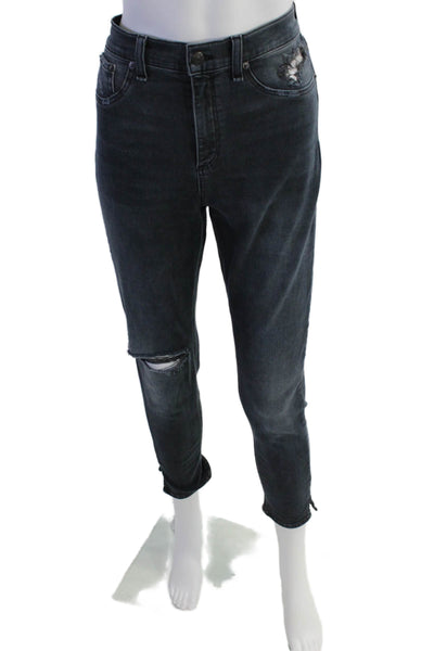 Rag & Bone Jean Womens Zipper Fly High Rise Distressed Crop Jeans Gray Size 31