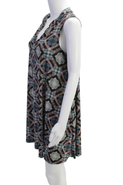 Sicilian Gypsies Womens Geometric Sleeveless A-Line Dress Multicolor Size M
