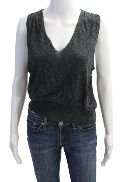 Hello Nite Womens Cotton V-Neck Sleeveless Pullover Tank Top Dark Gray Size M