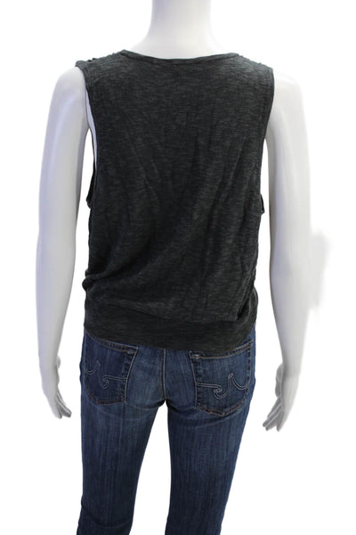 Hello Nite Womens Cotton V-Neck Sleeveless Pullover Tank Top Dark Gray Size M