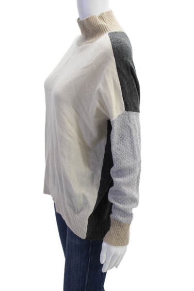 LT Womens Cashmere Colorblock Long Sleeve Turtleneck Sweater Multicolor Size S