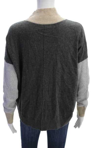 LT Womens Cashmere Colorblock Long Sleeve Turtleneck Sweater Multicolor Size S