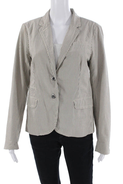 J Crew Womens Cotton Long Sleeve Button Striped Blazer Gray Size 08