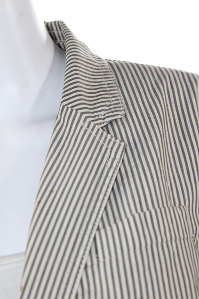J Crew Womens Cotton Long Sleeve Button Striped Blazer Gray Size 08