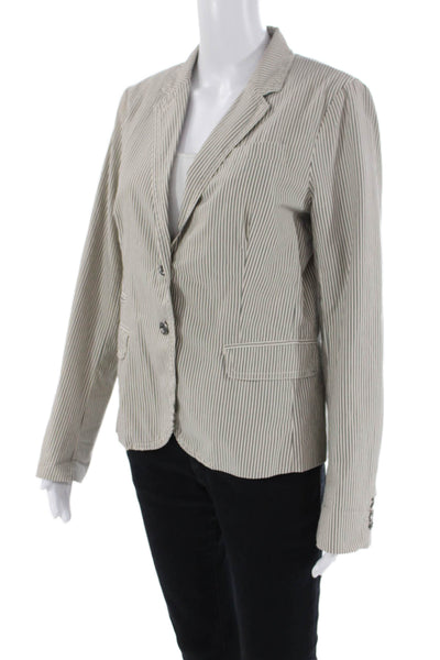 J Crew Womens Cotton Long Sleeve Button Striped Blazer Gray Size 08