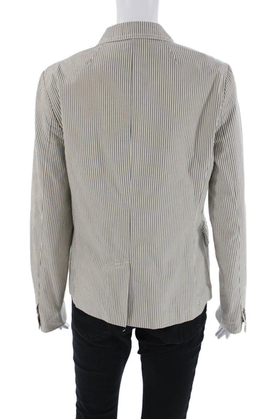 J Crew Womens Cotton Long Sleeve Button Striped Blazer Gray Size 08