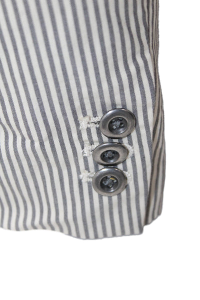 J Crew Womens Cotton Long Sleeve Button Striped Blazer Gray Size 08