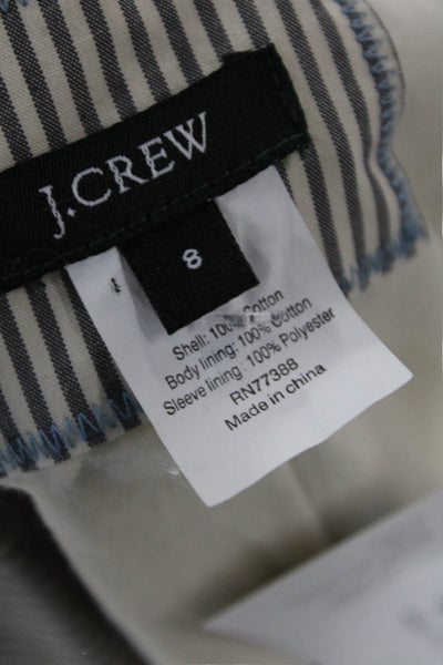 J Crew Womens Cotton Long Sleeve Button Striped Blazer Gray Size 08