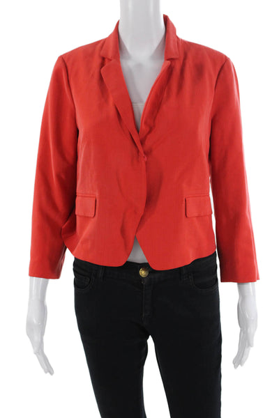 J Crew Womens Textured Long Sleeve Collared Button Up Blouse Red Size M