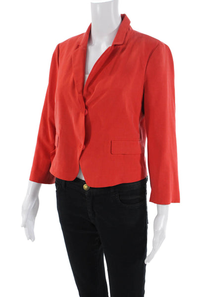 J Crew Womens Textured Long Sleeve Collared Button Up Blouse Red Size M