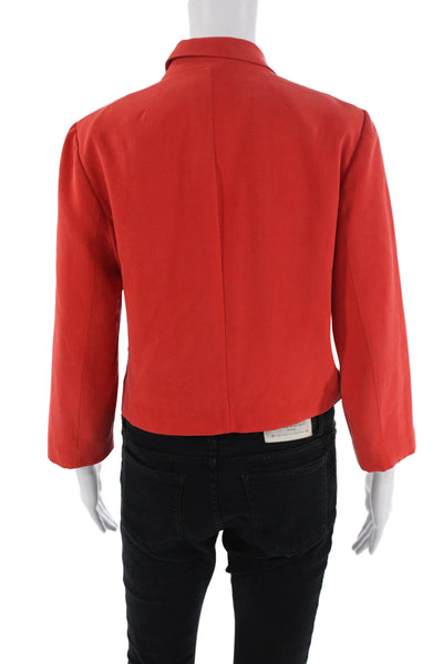 J Crew Womens Textured Long Sleeve Collared Button Up Blouse Red Size M