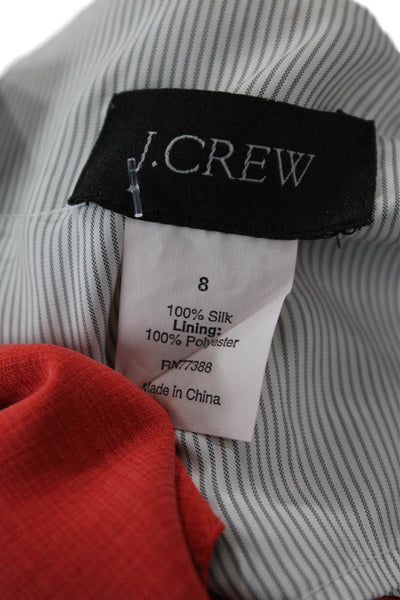J Crew Womens Textured Long Sleeve Collared Button Up Blouse Red Size M