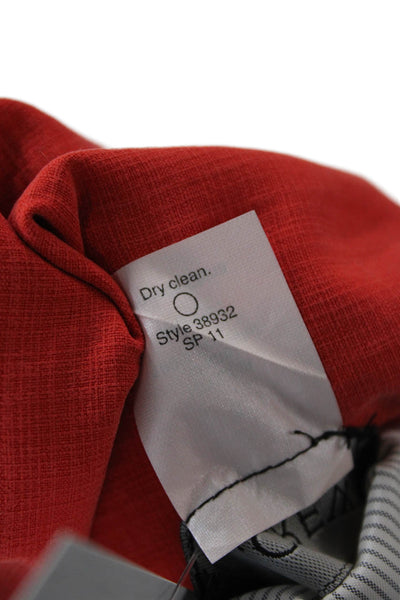 J Crew Womens Textured Long Sleeve Collared Button Up Blouse Red Size M