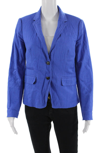 J Crew Womens Cotton Long Sleeve Collared Button Lined Blazer Size 04