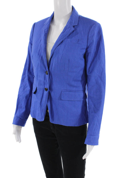 J Crew Womens Cotton Long Sleeve Collared Button Lined Blazer Size 04