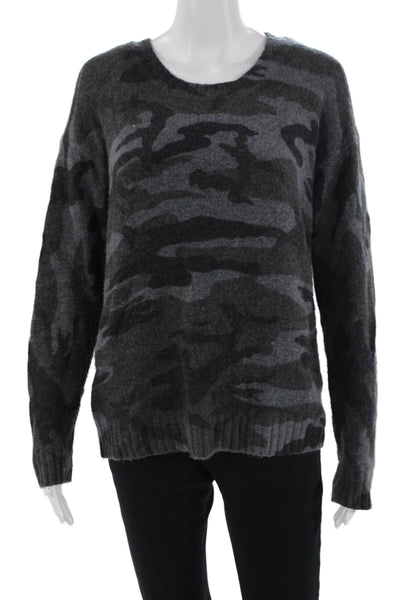 Rails Womens Louie Camouflage Print Pullover Sweater Charcoal Camo Gray Size S