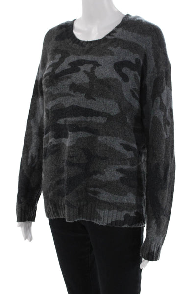 Rails Womens Louie Camouflage Print Pullover Sweater Charcoal Camo Gray Size S