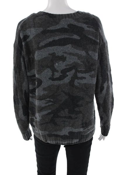Rails Womens Louie Camouflage Print Pullover Sweater Charcoal Camo Gray Size S