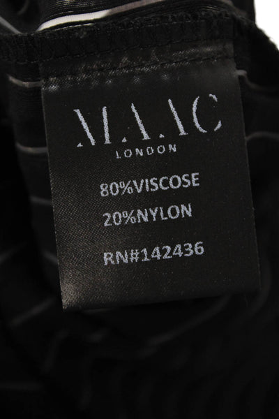 Maac Womens Striped Print Collared Sleeveless Buttoned Blouse Top Black Size S