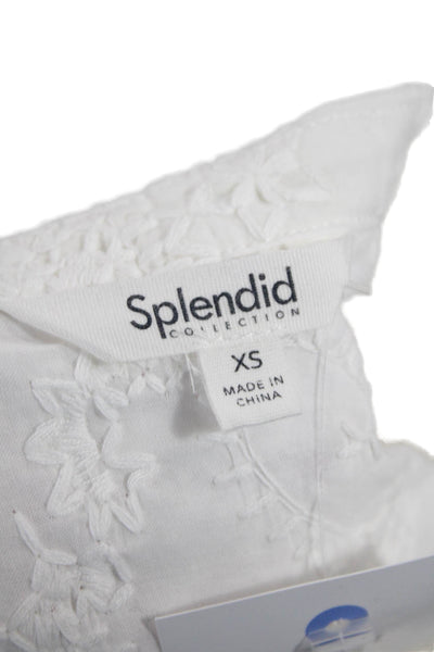 Splendid Collection Womens Cotton Embroidered Paisley Buttoned Top White Size XS