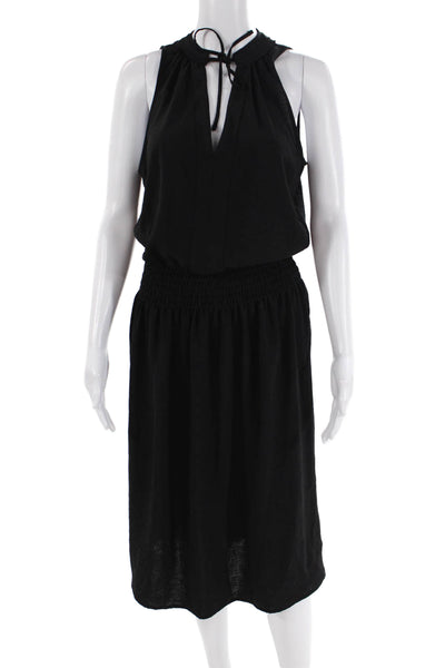 Brochu Walker Womens V-Neck Ruched Sleeveless Blouson Dress Black Size S