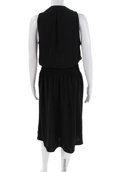 Brochu Walker Womens V-Neck Ruched Sleeveless Blouson Dress Black Size S