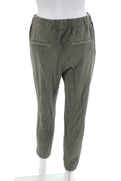 Amo Womens Elastic Waist Flat Front Relaxed Fit Pants Green Size S