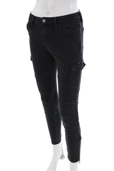 Allsaints Womens Gwen Mid Rise Ankle Zip Skinny Cargo Jeans Blue Size 27
