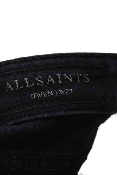 Allsaints Womens Gwen Mid Rise Ankle Zip Skinny Cargo Jeans Blue Size 27