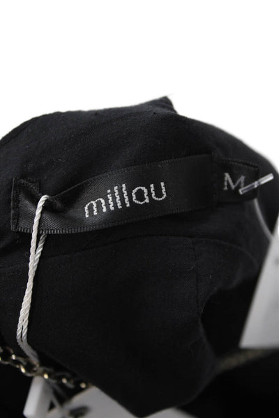 Millau Womens Linen V Neck Chain Detail One Piece Romper Black Size M