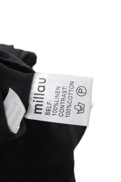 Millau Womens Linen V Neck Chain Detail One Piece Romper Black Size M