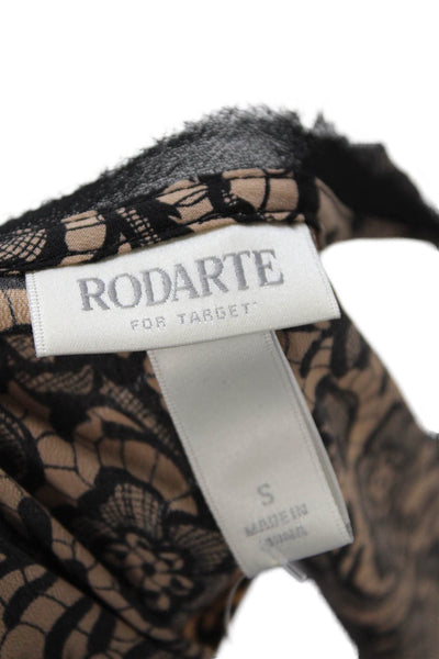 Rodarte For Target Womens Scoop Neck Raw Trim Lace Print Dress Beige Size S
