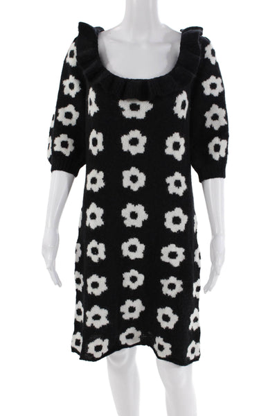 KITRI Womens Eleni Knit Mini Dress - Black Tiled Floral Size L