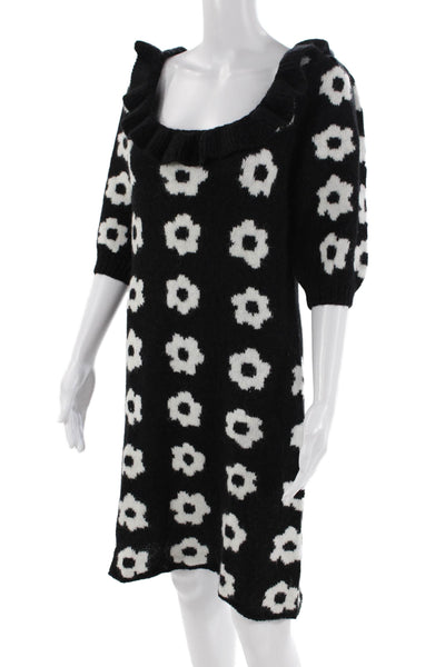 KITRI Womens Eleni Knit Mini Dress - Black Tiled Floral Size L