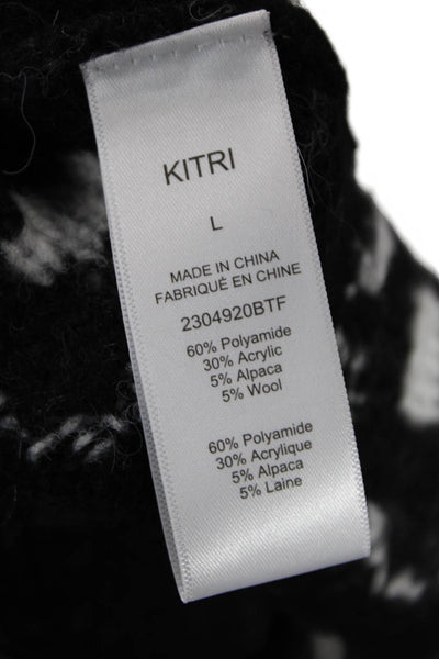 KITRI Womens Eleni Knit Mini Dress - Black Tiled Floral Size L