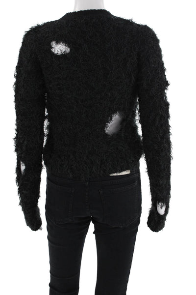 Acne Studios Womens Hairy Web Crew Neck Sweater - Black Size XS