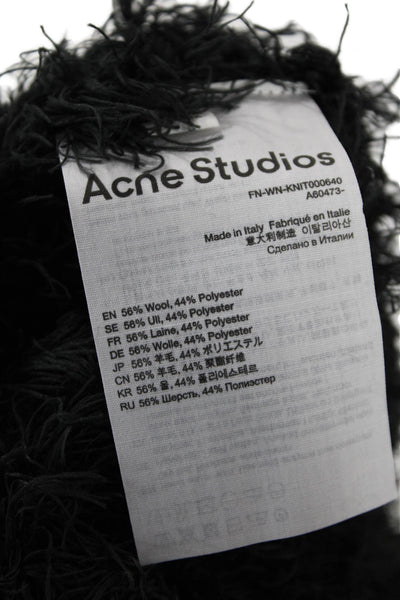 Acne Studios Womens Hairy Web Crew Neck Sweater - Black Size XS