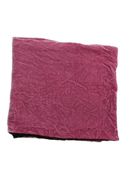 Designer Womens Velvet Colorblock Wide Paris Patch Detail Scarf Pink 54" x 13"