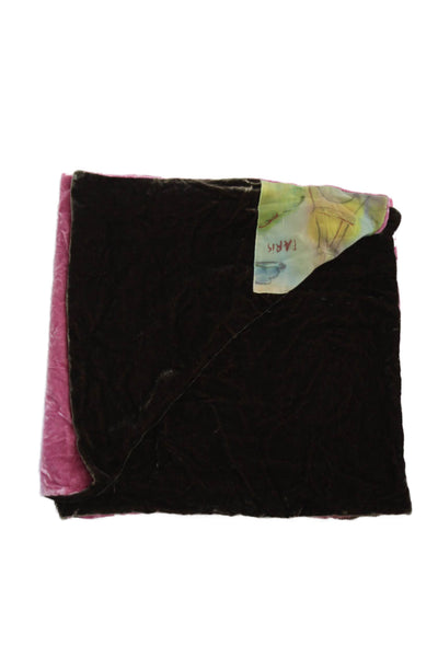 Designer Womens Velvet Colorblock Wide Paris Patch Detail Scarf Pink 54" x 13"