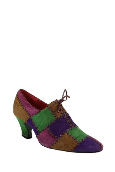 Philippe Model Womens Patchwork Pointed Toe Lace Up Heels Multicolor Size EUR 37