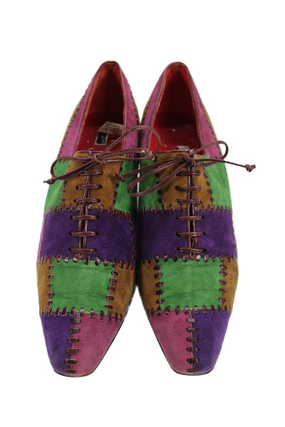 Philippe Model Womens Patchwork Pointed Toe Lace Up Heels Multicolor Size EUR 37