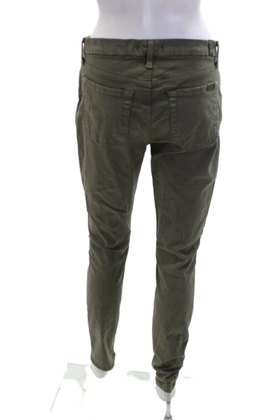 7 For All Mankind Womens Zipper Fly Mid Rise Skinny Ankle Jeans Green Size 28