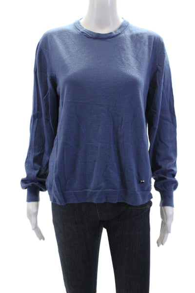 Salvatore Ferragamo Womens Wool Crew Neck Long Sleeve Sweater Blue Size XL