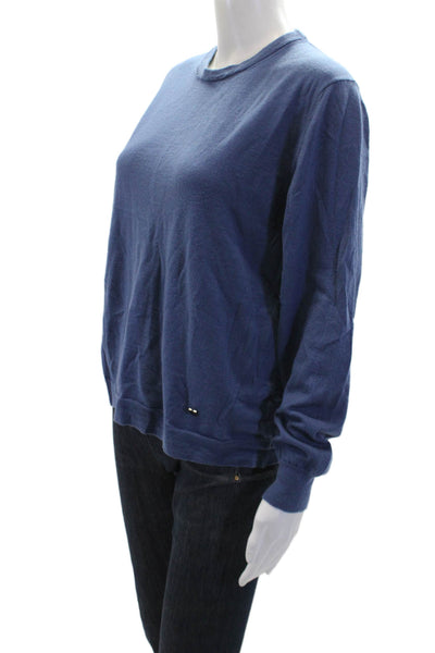 Salvatore Ferragamo Womens Wool Crew Neck Long Sleeve Sweater Blue Size XL