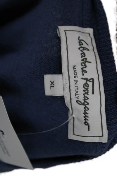 Salvatore Ferragamo Womens Wool Crew Neck Long Sleeve Sweater Blue Size XL