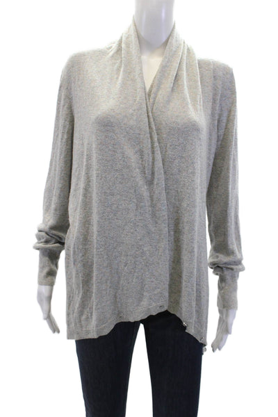 Escada Sport Womens Buttoned Cropped Long Sleeve Knit Cardigan Gray Size L