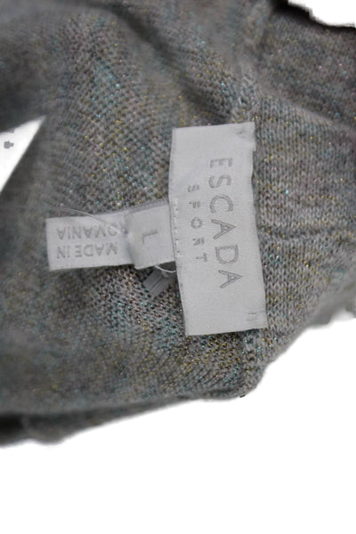Escada Sport Womens Buttoned Cropped Long Sleeve Knit Cardigan Gray Size L