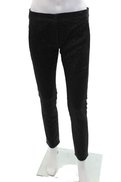 Alexander Wang Womens Pocketed Metallic Skinny Leg Pants Solid Black Size 2