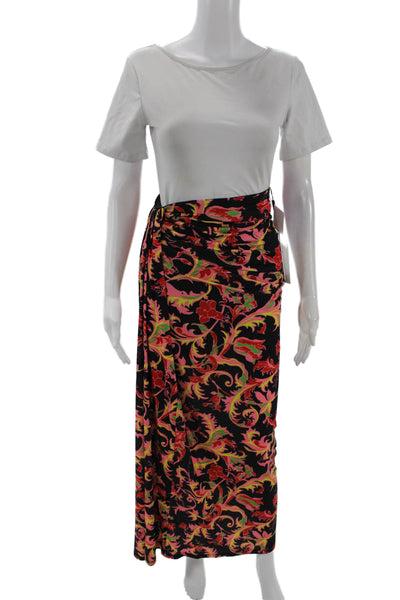 Prabal Gurung Womens Drape Front Goddess Skirt - Black Multi Size XS